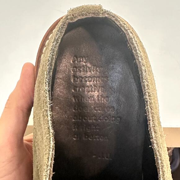 EXCELLENT Rancourt & Co. x Helm Benson Derby Suede Gray /. Olive Green Plain 9.5 - Picture 10 of 13